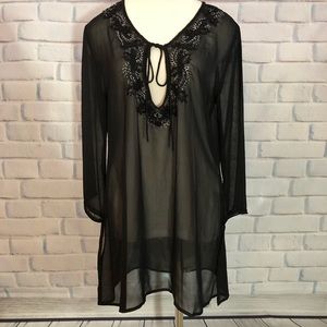 Rhona Sutton black beaded cover up. Size small.
